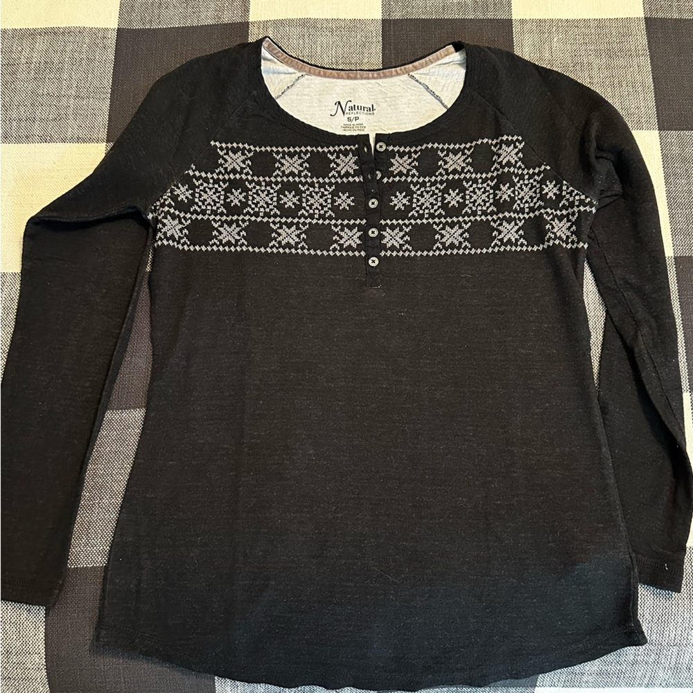 Natural Reflections Nordic Fair Isle Henley Tee